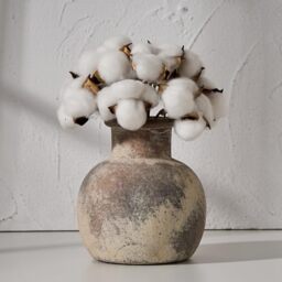 SIDUCAL Ceramic Rustic Farmhouse Pottery Decorative Flower Vase - 6 Inch Terracotta Boho Vase for Home Decor