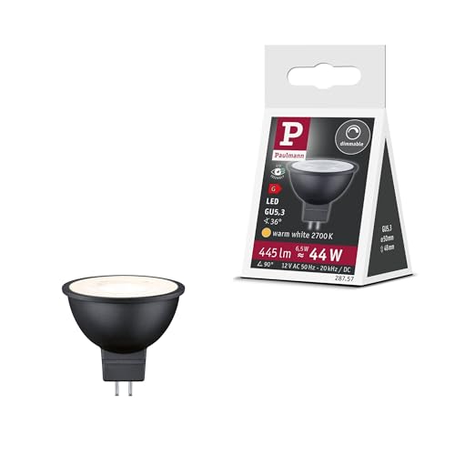 Paulmann 28757 LED lamp RAL9004 445lm 36° 6.5 watts dimmable Lighting Black matt Bulbs 2700 K GU5.3