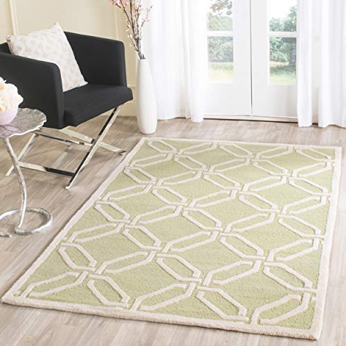 Safavieh Modern Indoor Hand Tufted Rectangle Area Rug, Cambridge Collection, CAM311, in Lime / Ivory, 91 X 152 cm for Living Room, Bedroom or Any Indoor Space