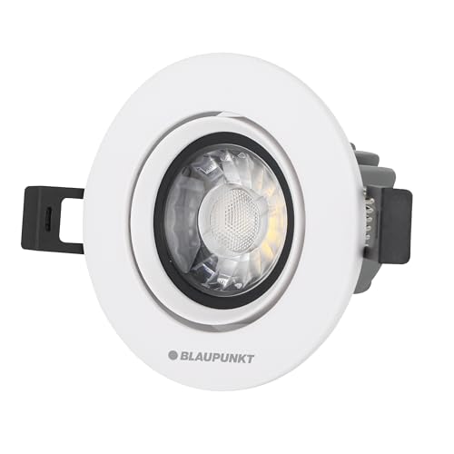 Blaupunkt LED Downlight Spot – Flush Mounted – Ceiling Lighting – 7W – Modern Design – 595 Lumens – Adjustable – Easy Installation – White – Warm White 2700K – Beam Angle 36°