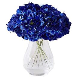 Kislohum Hydrangea Silk Flower Heads 10 Royal Blue Artificial Hydrangea Silk Flowers Head for Wedding Centerpieces Bouquets DIY Floral Decor Home Decoration with Long Stems