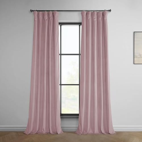 HPD Half Price Drapes Heritage Plush Velvet Curtains 108 Inches Long Room Darkening Curtains for Bedroom & Living Room 50W x 108L, (1 Panel), Ballet Pink