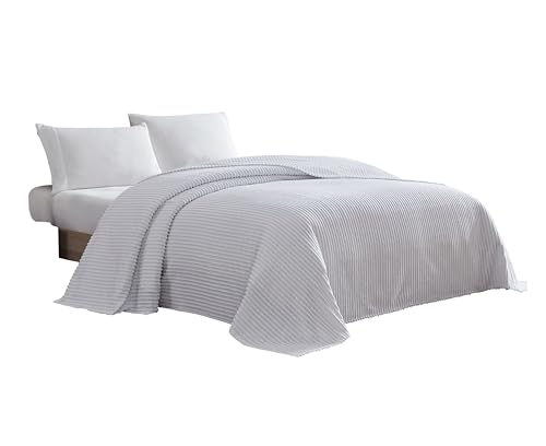 Beatrice Home Fashions Channel Chenille Bedspread, Twin, White
