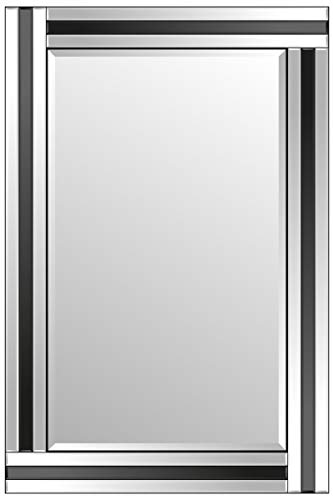 Mirror Eva Rectangle Black Glass Framed Bevelled Wall (36x24),Frameless,YC021-2