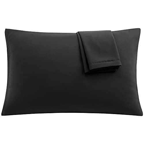 uxcell Microfiber Pillowcases Set of 2, Zipper King 20x36 Black