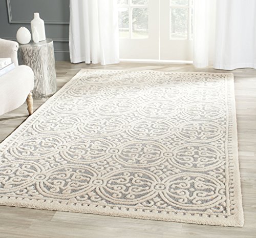 Safavieh Medallion Indoor Hand Tufted Rectangle Area Rug, Cambridge Collection, CAM123, in Silver / Ivory, 91 X 152 cm for Living Room, Bedroom or Any Indoor Space