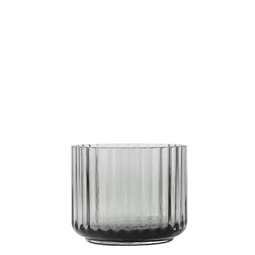 Lyngby Porcelæn Tea Light Holder Diameter 6.7 cm Lyngby Mouth-Blown Glass Grey