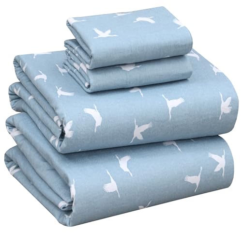 "Ruvanti Flannel Sheets King Size - 100% Brushed Cotton Sheets - 16"" Deep Pockets - Breathable, Extra Soft, Warm and Cozy - 4 Piece - We Fly"