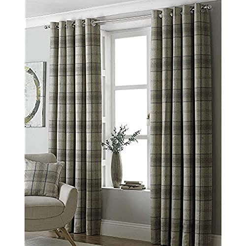 Riva Paoletti Aviemore Eyelet Curtains, Beige, 66 x 90 (168 x 229 cm), Polyester, Natural