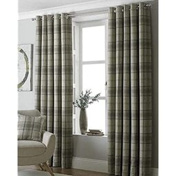 Riva Paoletti Aviemore Eyelet Curtains, Beige, 66 x 90 (168 x 229 cm), Polyester, Natural