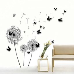 Walplus Wall Stickers Huge Black Dandelion 3D Butterflies Removable Self-Adhesive Mural Art Decals Vinyl Home Decoration DIY Living Bedroom Office D??cor Wallpaper Kids Room Gift, Multi-colour