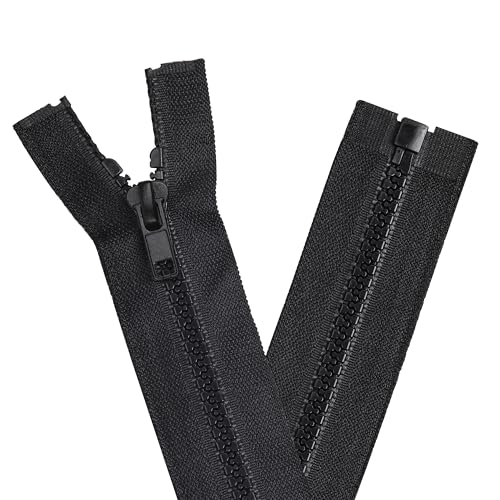 YAKA 4PCS #5 7inch Separating Jacket Zippers for Sewing Coats Jacket Zipper Black Molded Plastic Zippers Bulk DIY Sewing Tools for Garment/Bags/Home Textile Bags Pillow Tent Tailor (7inch)