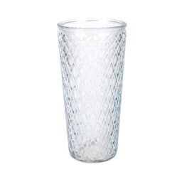 Homéa, Vase High Glass Relief Diamond Ø15 x H30 cm Sky Blue