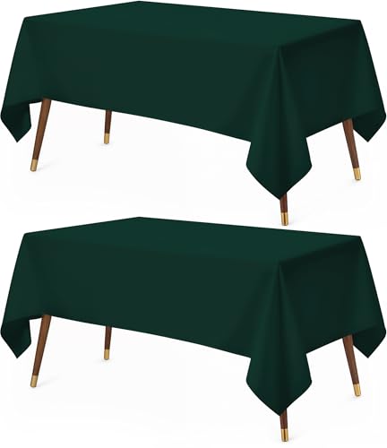 Utopia Kitchen Rectangle Tablecloth 152x259 cm - (Pack of 2) Hunter Green Table Cover Machine Washable Table Cloth Perfect for Parties, Weddings and Festivals (60x102 inches)
