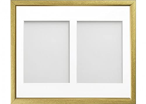 Frame Company Drayton Multi Aperture Photo Frame, Gold with Gold Inset, 12x10 for 7x5 inch (x2)