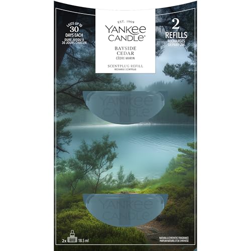 Yankee Candle Scent Plug Refill - Bayside Cedar - for Small to Medium Spaces - Long-Lasting Fragrance