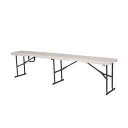 Home Source Folding Bench Pair 6ft – White, Powder Coated Steel Frame - 182W x 28D x 43H cm - Party, Garden, Camping & Indoor Use