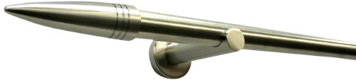 Gardinia Curtain Rod Set Omega, Complete Style Set Incl. Mounting Kit, 120 cm Long, Metal, Stainless Steel Finish