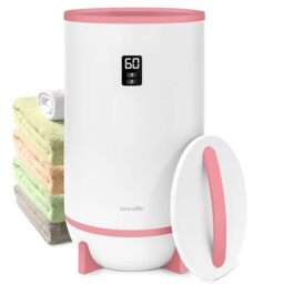 SereneLife Hot Towel Warmer Bucket w/Customized Fragrance for Bathroom and Spa, Luxury Towel Heater Gift for Him or Her, Auto Shut Off, LED Display, Fits 2 Large Towels, Blankets, Bathrobes - Pink