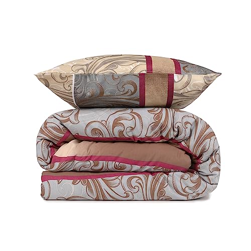 Duvet Cover Set + 2 Pillowcases 240 x 220 cm Cream Beige Grey Red Claret White