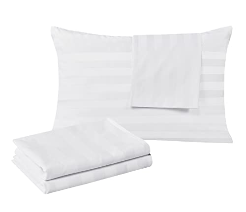 100% Egyptian Cotton Queen Pillowcase 2400 Thread Count Satin Fabric White Easy Care with Zipper