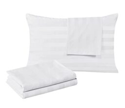 100% Egyptian Cotton Queen Pillowcase 2400 Thread Count Satin Fabric White Easy Care with Zipper