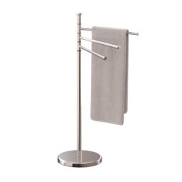 Relaxdays Towel Rack, 3 Rotating Rails, HWD: 85.5 x 42 x 22 cm, Stainless Steel, Bathroom, Holder, Drying Stand