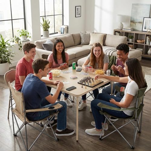 FurnitureR Living Room Foldable Table - Portable Side Table for Relaxation and Entertainment, Easy Storage, Durable and Stable,Camel