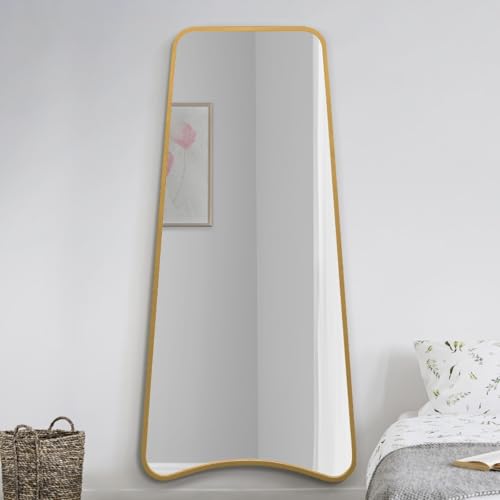 "MirrorOutlet The Coartans - Gold Metal Isosceles Trapezoid Framed Rectangular Wall Mirror 71"" X 34"" (180CM X 85CM) Silvered Mirror Glass. Extra Large."
