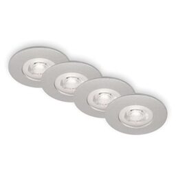 BRILONER - Set of 4 recessed Ceiling Lights, dimmable, Ultra-Flat LED recessed Lights, Bathroom recessed Spotlight, Bathroom recessed spot IP44, matt Chrome, 90x25mm (DxH)