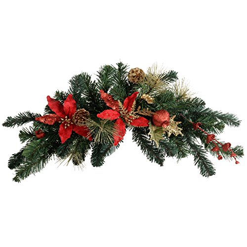 WeRChristmas 60 cm Decorated Swag Arch Garland Christmas Decoration, Red/Gold