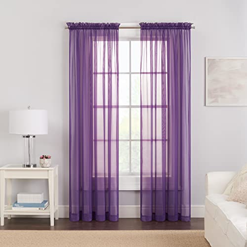 "Pairs to Go 118"""" x 63"" Light Filtering Double Rod Pocket Window Panel Curtain Living Room, Polyester, Purple, 59"" x 63"""