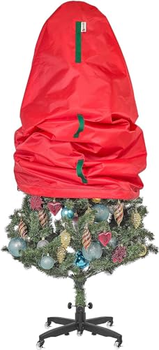 Upright Christmas Tree Storage Bag - Holiday Tree Cover for Trees Up to 60??? Tall x 25??? Diameter or Topiary Trees - Durable, Lightweight, Convenient, Vertical Xmas Storage Bag