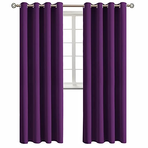 BGment Blackout Curtains - Grommet Thermal Insulated Room Darkening Bedroom and Living Room Curtain, Set of 2 Panels (52 x 95 Inch, Royal Purple)