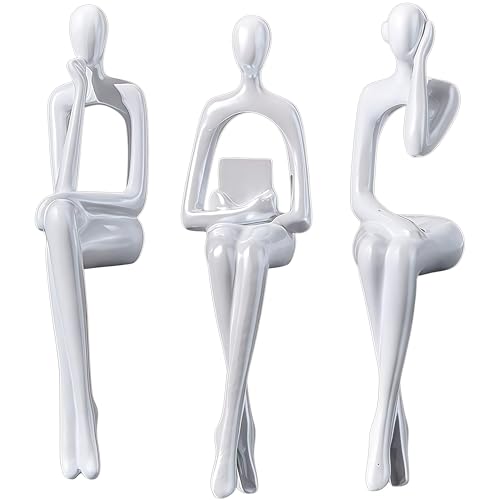 XINXUAN White Decor Statue Abstract Resin Sculpture Ornament Art Figurine Modern Home Accents Office Bookshelf TV Stand Table Decorations for Living Room