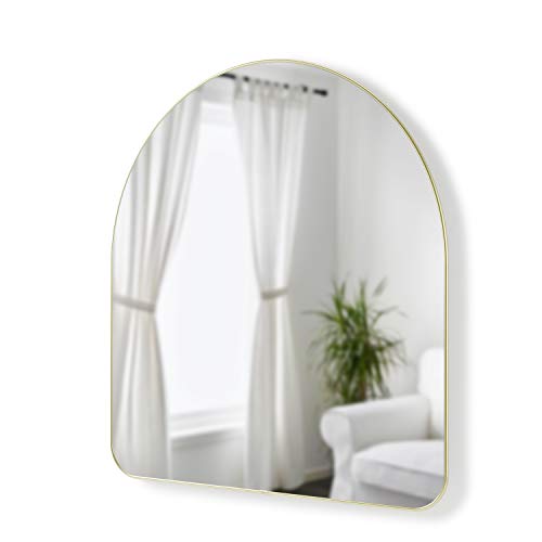 Umbra Hubba Arched Wall Mirror with Metallic Frame, Modern Style for Bathroom, Entryway, Living Room and More, 34 x 36-Inch, Brass