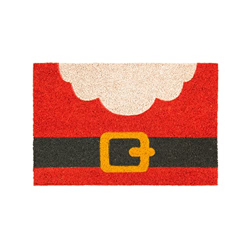 FISURA - Modern Coconut Doormat with Non-Slip PVC Backing Original Hand Painted Doormat Size 70cm x 40cm (Santa Claus, Red)