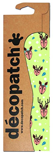 D??copatch - Ref C726O - Light Green Christmas Reindeer Print Paper Pack - Each Sheet 30 x 40cm, Pack of 3 Paper Sheets - Best Used With D??copach Glue & Varnish, Green