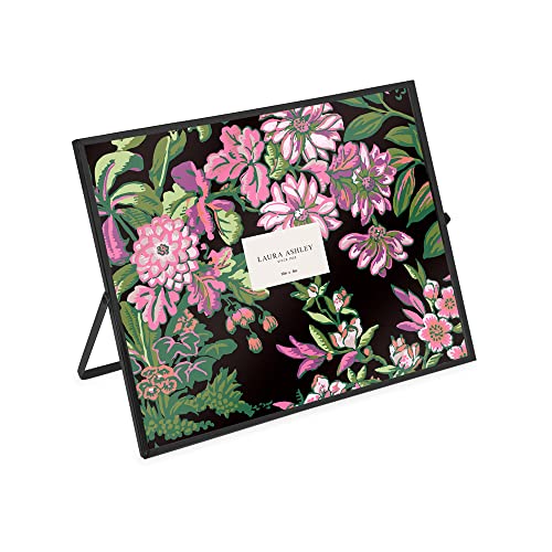 Laura Ashley 8x10 Black Flat Metal Picture Frame (Horizontal) with Pull-Out Easel Stand, Made for Tabletop, Counterspace, Shelf and Desk (10x8, Black)
