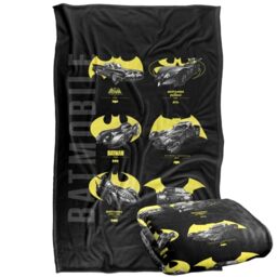 "LOGOVISION Batman 85th Mashups Batmobiles Yellow Logos Silky Touch Super Soft Throw Blanket 36""x58"""