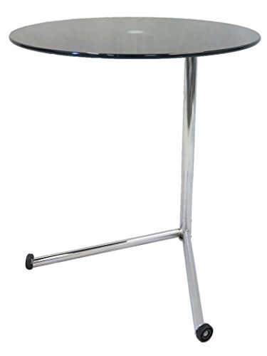 ASPECT Vito Glass Round Table, Chrome Black