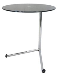 ASPECT Vito Glass Round Table, Chrome Black