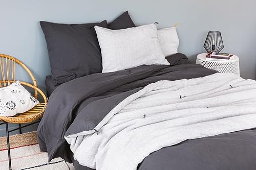 Cap Ferret Washed Cotton Fitted Sheet, 80 cm x 200 cm, Lead
