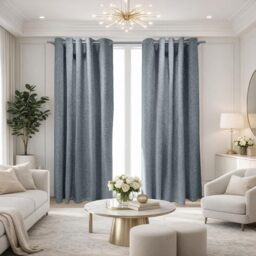 GC GAVENO CAVAILIA Blackout Curtains for Windows - 100% Polyester Velvet Eyelet Curtain (66x72 Inch) - 2 Panel Drapes, Super Soft Thermal Insulated Curtains for Bedroom & Living Room - Grey