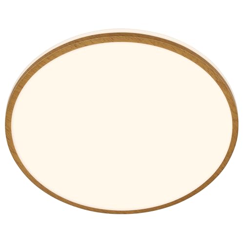 BRILONER - LED Bath Ceiling Light with Warm White Light, Splash Water Protection, 18W, 1850Lm, Bathroom Light, Lamp for Kitchen, IP44 Ceiling Light, Wet Room Light, 33 X 6.6 cm, White-Wood