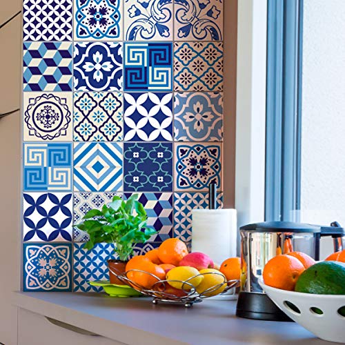 Ambiance Sticker Self-Adhesive Decorative Wall Decal Cement Tile for Bathroom and Kitchen Lendro - Pack of 9 Stickers of 10 x 10 cm