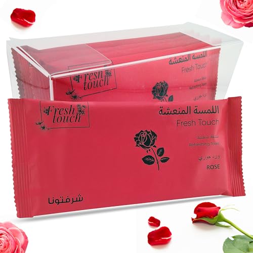 G4GADGET Luxury Disposable Refreshing Towel Wipes 6 Pack - Rose Scent - 25cm x 25cm Towels for Hands & Face - Hot & Cold Use - Ideal for Travel, Restaurants, Hotels, Camping, Festivals & Takeaways