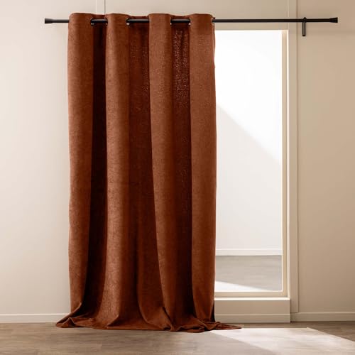 Douceur d'Intérieur, Winona Terracotta Plain Eyelet Curtain 140 x 260 cm