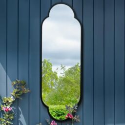 "The Duplici - New Black Metal Framed Double Arched Oval Garden Wall Mirror 59"" X 20"" (150CM X 52CM)"