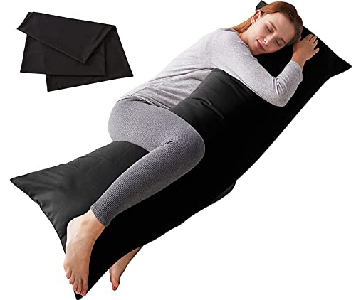 ELNIDO QUEEN Body Pillow with Pillowcase-Soft Long Bed Pillow for Adults-Breathable Full Body Pillow Insert for Sleeping,20x54inches-Black